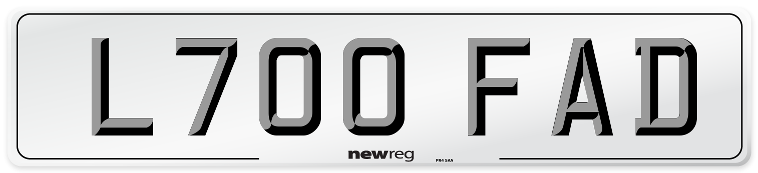 L700 FAD Number Plate from New Reg